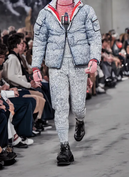 Image similar to hyperrealistic and heavy detailed moncler runway show of x - men, leica sl 2 5 0 mm, vivid color, high quality, high textured, real life