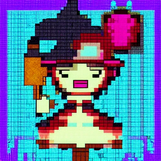 Prompt: magic witch, pixel art,