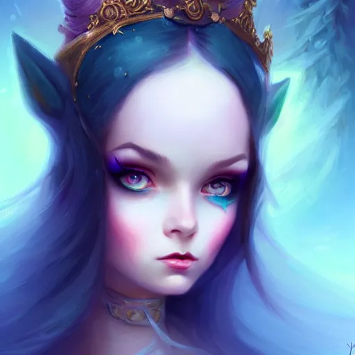 Image similar to beautiful grumpy girl, portrait, ice magic, whimsical, dark hair and makeup, cute, sharp focus, digital painting, matte fantasy painting, deviantart artstation, by jasmine becket griffith, jason felix, ivan aivazovsky, steve argyle, tyler jacobson, peter mohrbacher, cinema, masterpiece