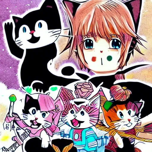 Image similar to manga cats comic anime