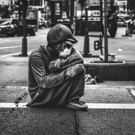 Image similar to candid photo of a real life homeless dirty minion living on the street, bum photography, detailed portrait shot, 35mm, lens, sony a7z, moody, sad, flickr, hyper realistic, real life, 4k, UHD