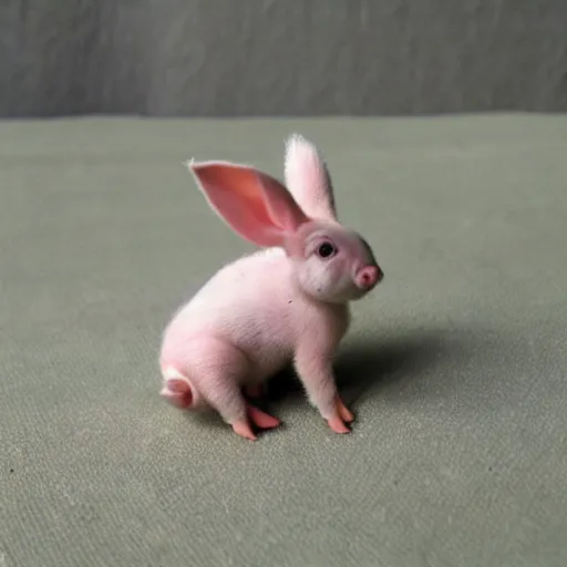 Prompt: half miniature piglet, half bunny