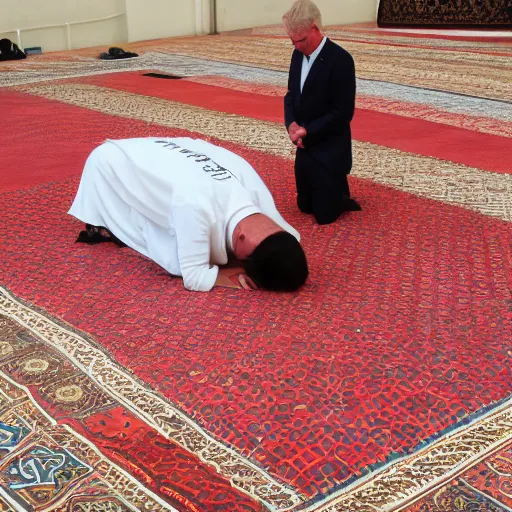 Prompt: geert on his knees praying to mecca, Qiblah