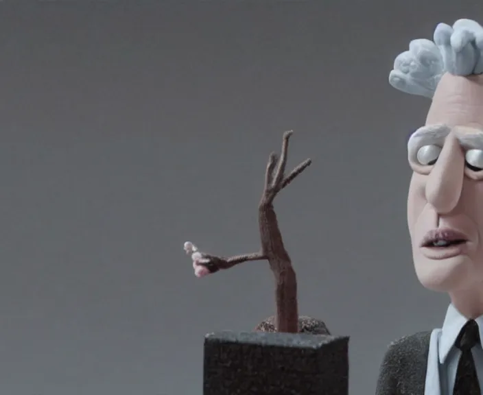 Image similar to a still of david lynch in a claymation movie by tim burton, 4 k, hi - res