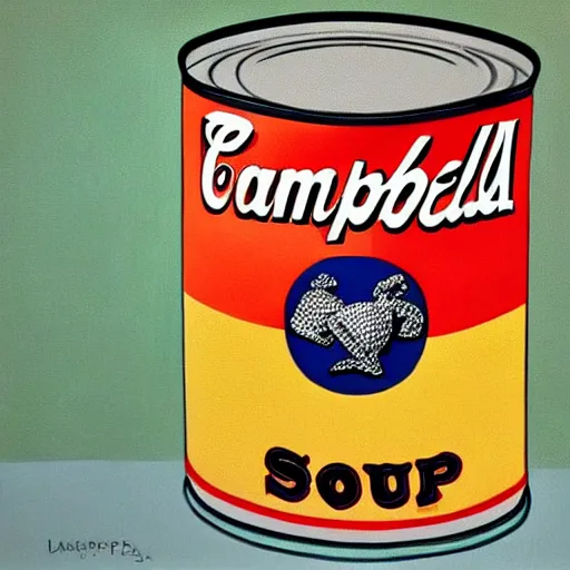 Prompt: pop art, campbell's tomato soup can, oil painting by rembrandt