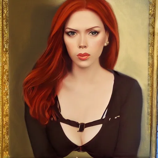 Image similar to beautiful Natasha Romanova, portrait painting, oil on canvas, no text, digital art