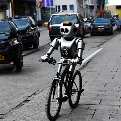 Prompt: robot on a bike