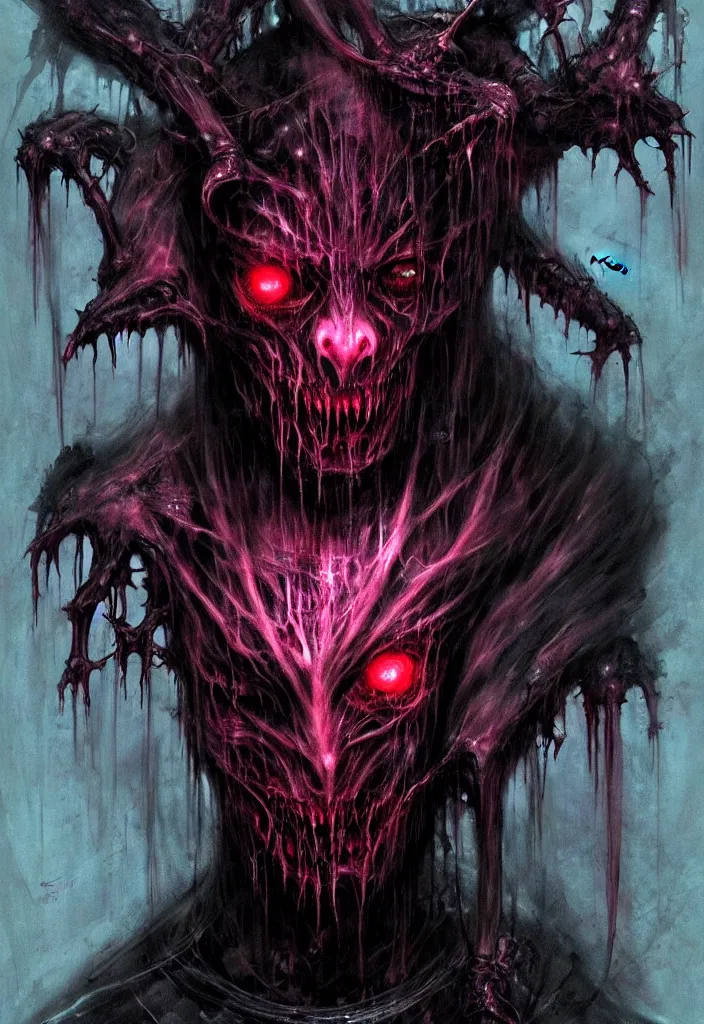 Image similar to a strange eerie magical scary creature in an eerie uncanny hell, transluscent neon, horror, concept art, detailed, award - winning, cinematic, by emil melmoth, by tsutomu nihei, by wayne barlowe,