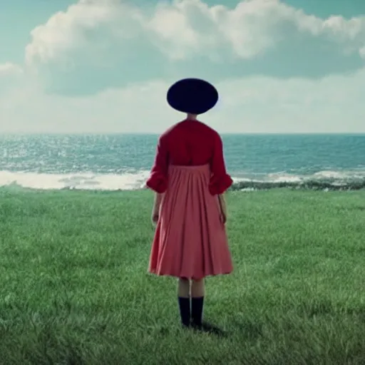 Image similar to a film still of luffy in the handmaid's tale, 2 0 1 7