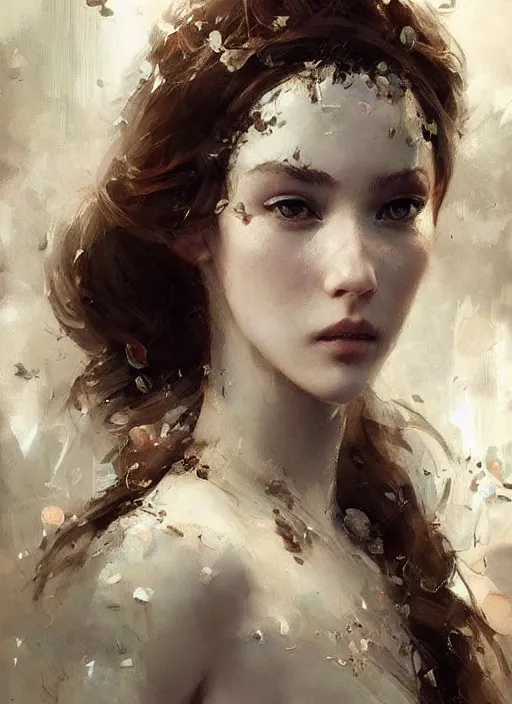 Image similar to portrait of beautiful woman, intricate, elegant, highly detailed, digital photography, art by artgerm ruan jia and greg rutkowski