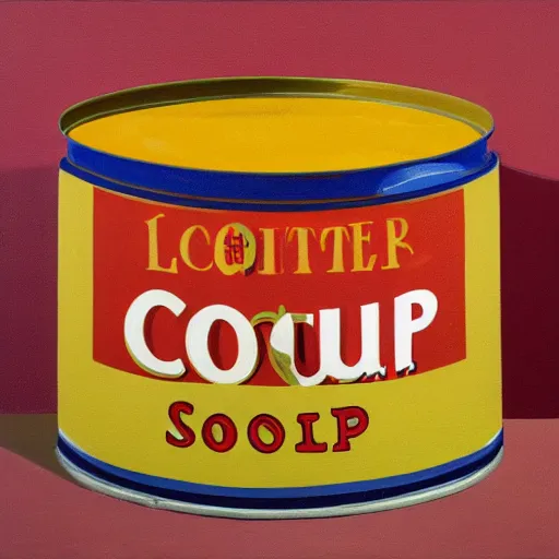 Image similar to In this computer art, the artist has used a photo-realist style to depict a can of soup. The can is placed on a plain background, and the artist has used bright, primary colors to create a striking image. The computer art is both realistic and abstract by Ramon Casas, by Louise Dahl-Wolfe bleak