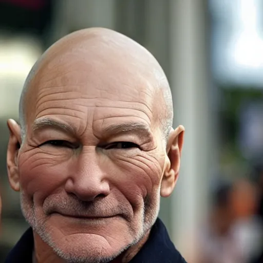 Prompt: patrick stewart with a sick mullet