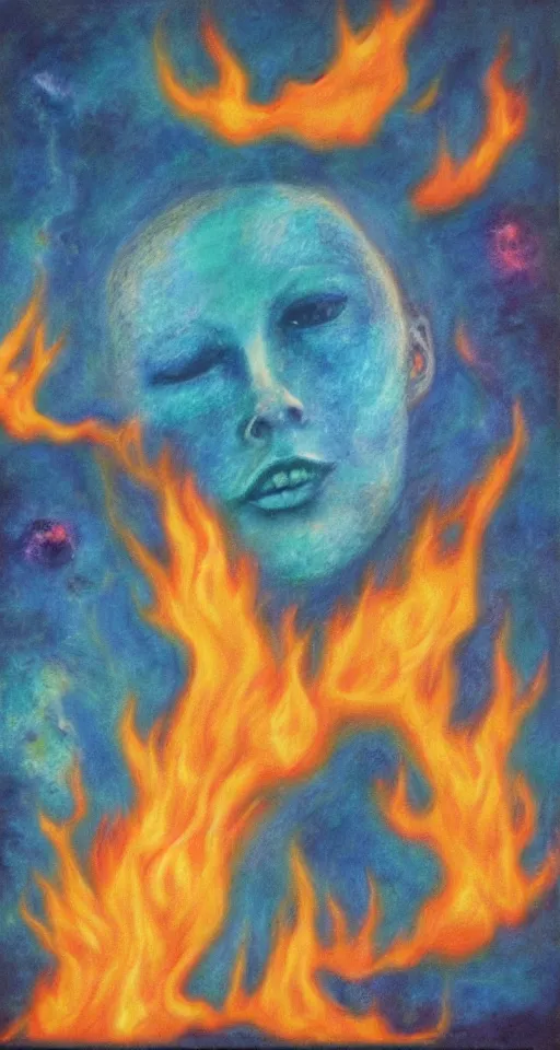 Prompt: the dream breaks apart into the apocalypse, pastels turning into flames