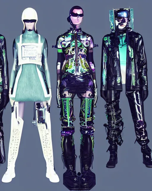 Prompt: a leaked screenshot of Balenciaga's cyberpunk wizard collection