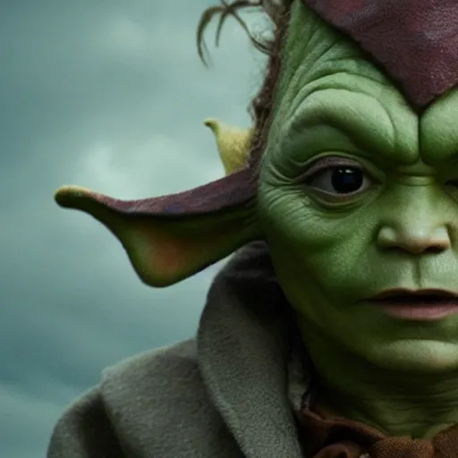 Prompt: stunning awe inspiring johnny depp playing yoda, movie still 8 k hdr atmospheric lighting