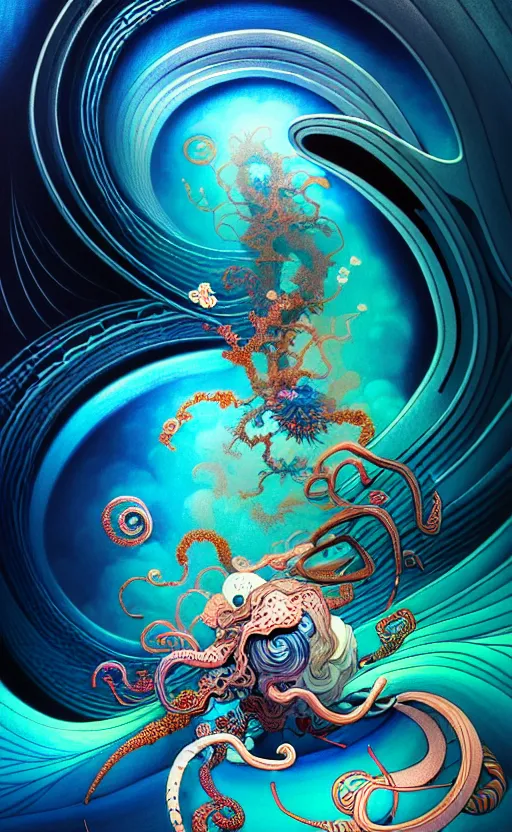 Image similar to a whirlwind of souls rushing inside the metaverse, gorgeous, great barrier reef, intricate, in the style of jin kagetsu, james jean and wlop, valentin serov style, hyper - detailed, hypersharp focus, intricate concept art, digital painting, ambient lighting, 4 k, hdt, artstation trending on gsociety, trending on artstationhq, hyper quality