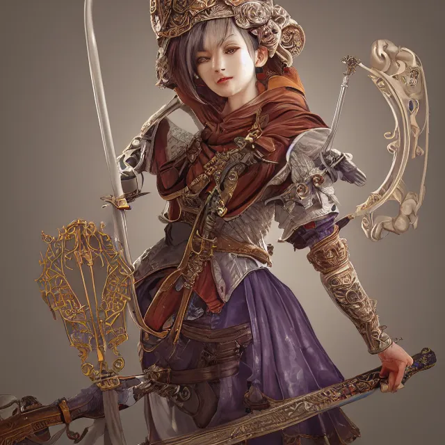 Image similar to studio portrait of neutral good colorful female cleric bard healer as absurdly beautiful, elegant, young skinny gravure idol, ultrafine hyperrealistic illustration by kim jung gi, irakli nadar, intricate linework, sharp focus, bright colors, octopath traveler, final fantasy, unreal engine highly rendered, global illumination, radiant light, detailed intricate environment