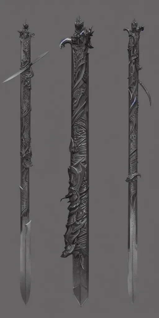 Image similar to sword design, shortsword, art by gerald brom, greg rutkowski and artgerm and james jean and zdzisław beksinski, 8 k, unreal engine, c 4 d