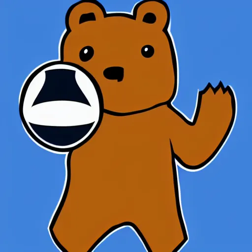 Image similar to A team mascot bear holding a rugby ball, vector