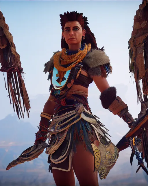 Prompt: character concept art of the egyptian high priestess isis aset, screenshot from horizon zero dawn, 4 k uhd, octane render