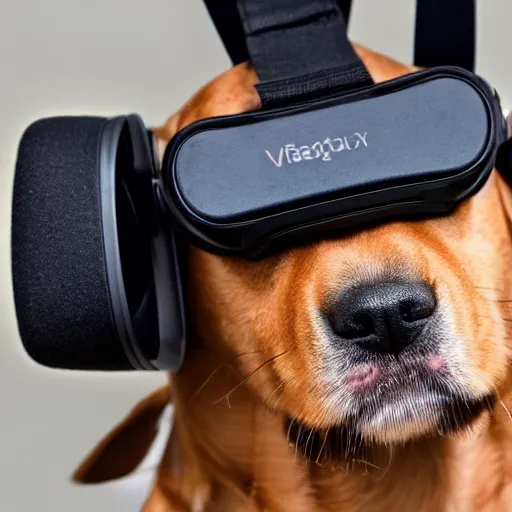 Prompt: a dog wearing a vr headset, high - res, detailed