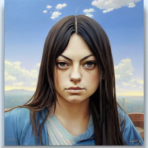 Image similar to anime mila kunis by by Hasui Kawase by Richard Schmid on canvas