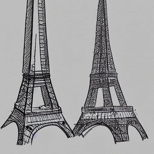 Image similar to rejected eiffel tower designs, paper sketch