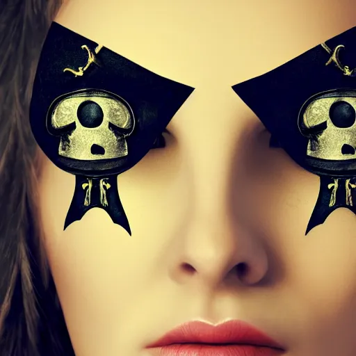 Image similar to Pirate Queen wearing an eye patch, close-up, highly detailed, high quality, fantasy concept art, soft lighting, photorealistic,