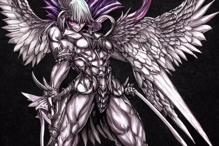 Image similar to Archangel Lucifer in the style of Yoshitaka Amano