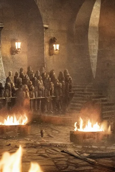 Image similar to very very intricate photorealistic photo of an episode of game of thrones, photo is in focus with detailed atmospheric lighting, award - winning details