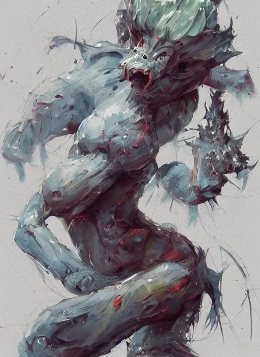 Prompt: semi reallistic gouache gesture painting, by yoshitaka amano, by ruan jia, by Conrad roset, by dofus online artists, detailed anime 3d render pineapple alien monster, pineapple terrible alien monster, antrophomorfic pineapple , portrait, cgsociety, artstation, rococo mechanical, Digital reality, sf5 ink style, dieselpunk atmosphere, gesture drawn