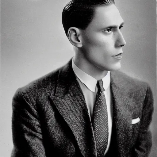 Image similar to A photograph portrait of Jerma985 wearing a suit with short slicked hair in the early 1930s, taken in the early 1930s, grainy, taken on a early 1930s Kodak Camera, realistic, hyperrealistic, very realistic, highly detailed, very detailed, extremely detailed, detailed, digital art, trending on artstation