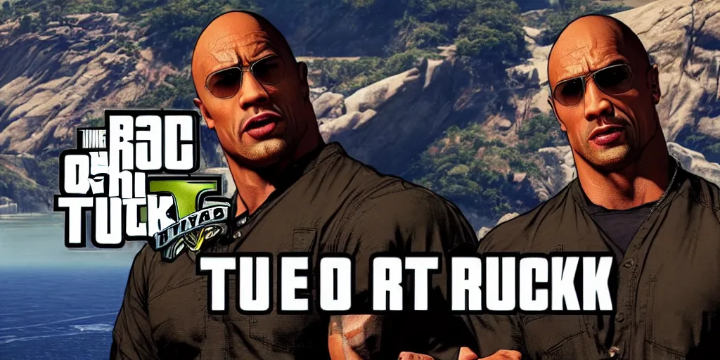 Prompt: the rock, gta 5 loading screen