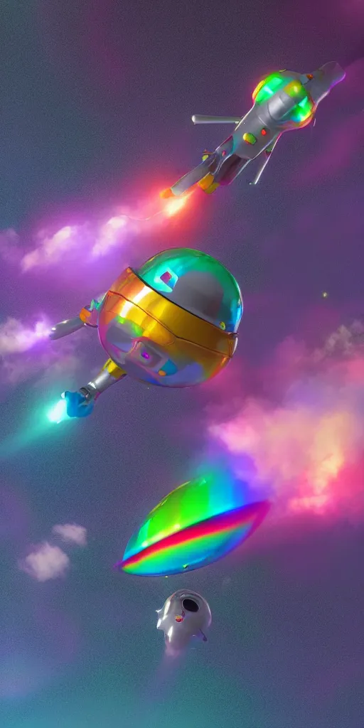 Image similar to 🚀🌈🤩, octane 3 d render