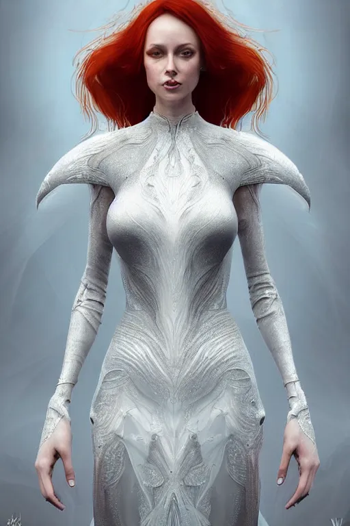 Prompt: epic professional digital art of stunningly gorgeous redhead female starship bride in futuristic bridal gown by leesha hannigan, iris van herpen, artstation, cgsociety, wlop, epic, much wow, much detail, gorgeous, detailed, masterpiece