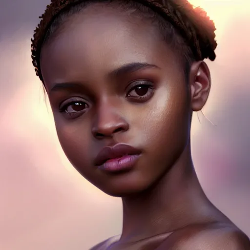 Image similar to a photorealistic hyperrealistic, bright brown eyes, light skinned african young girl, ponytail hair, flawless face, beautiful lips, cute face, gorgeous white veil, by wlop, artgerm, greg rutwoski, alphonse mucha, beautiful dynamic dramatic low - light moody lighting, cinematic atmosphere, artstation, concept design art, octane render, 8 k