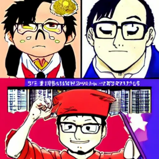 Image similar to francois hollande as a cute manga hero, anime, japan