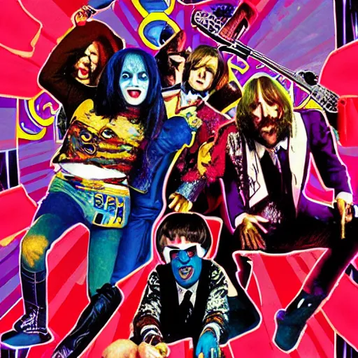 Prompt: a band the beatles as a suicide squad, dc movie poster