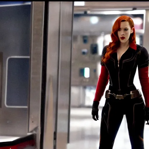 Image similar to a still of kat dennings as black widow in iron man 2 ( 2 0 1 0 )