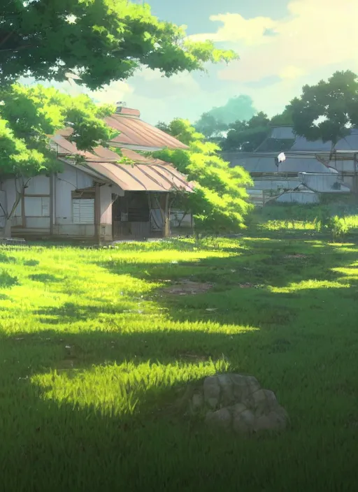 Prompt: anime beautiful farm by makoto shinkai