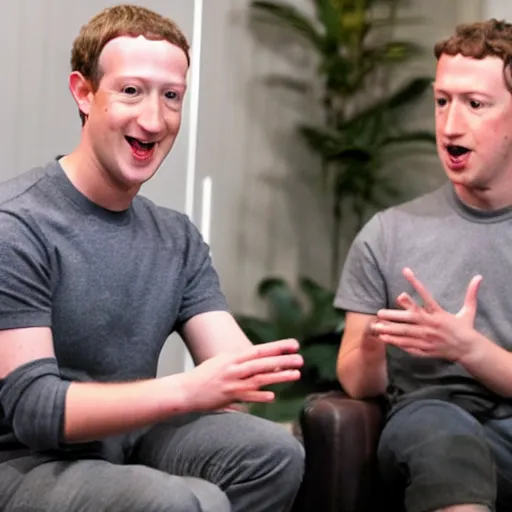 Image similar to Mark Zuckerberg talking to a live frog