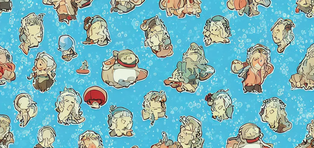 Prompt: pattern of cartoony water, ghibli