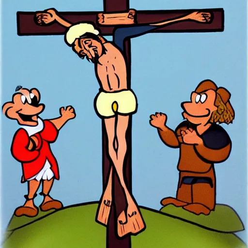 Image similar to goofy crucifixion