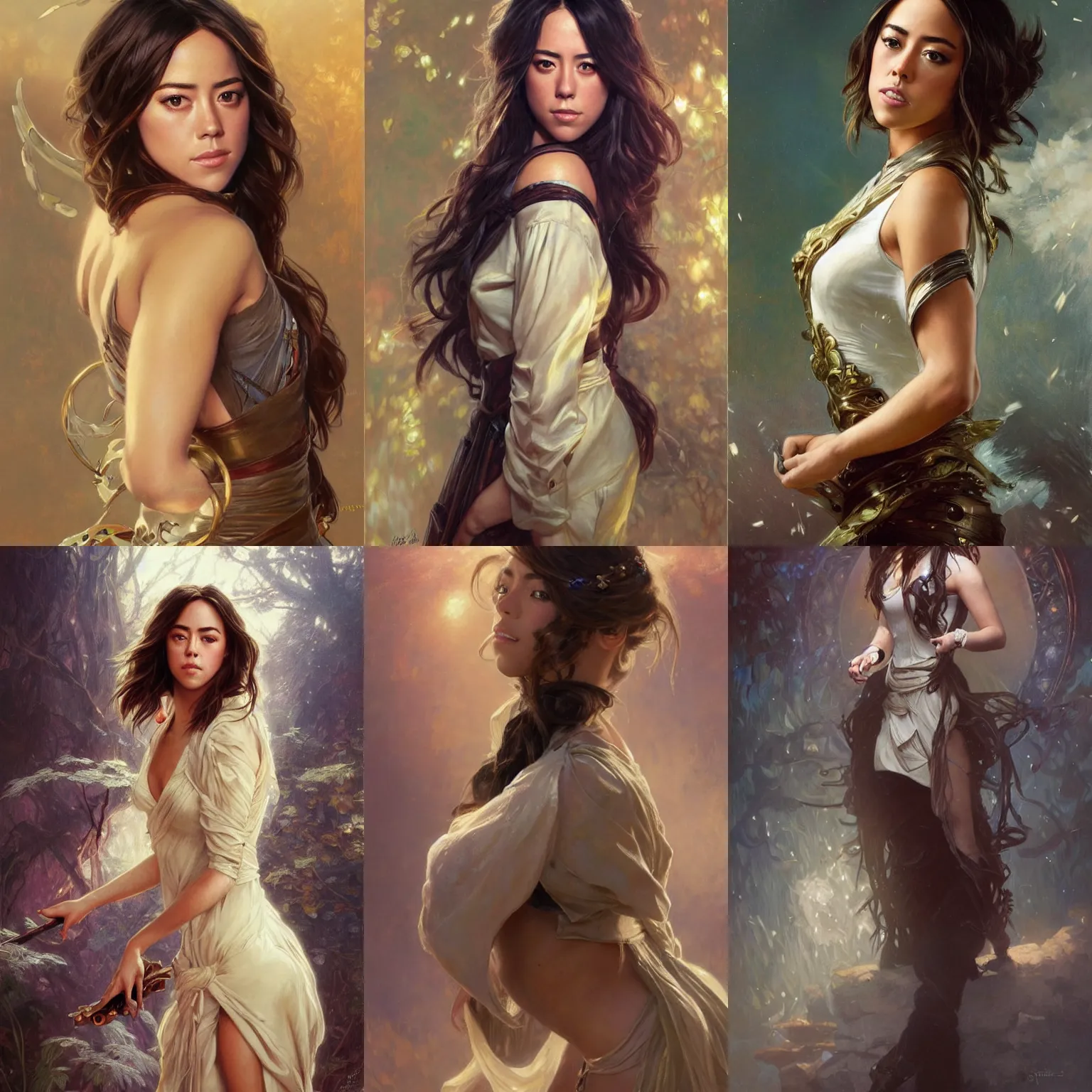 Prompt: chloe bennet portrait, fantasy, elegant, intricate, by stanley artgerm lau, greg rutkowski, thomas kindkade, alphonse mucha, loish, norman rockwell