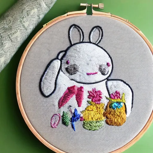 Prompt: big chungus embroidery