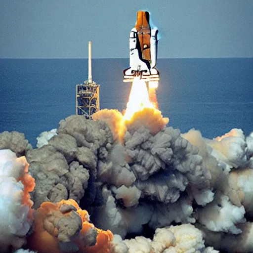 Prompt: “space shuttle launch, award winning, historical photograph”