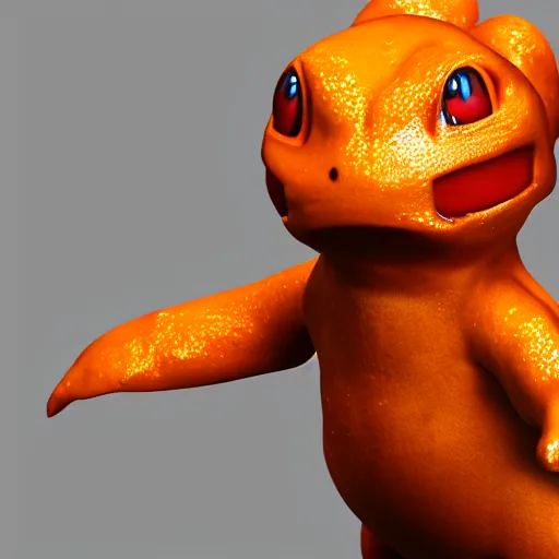 Image similar to charmander made of ice, concept art, octane render, unreal engine 5, highly detailed, high quality, 8 k, soft lighting, realistic face, path traced