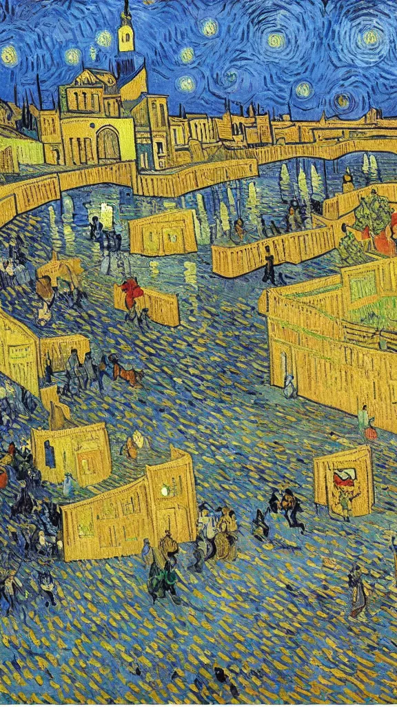 Image similar to vincent van gogh painting of ahwaz city