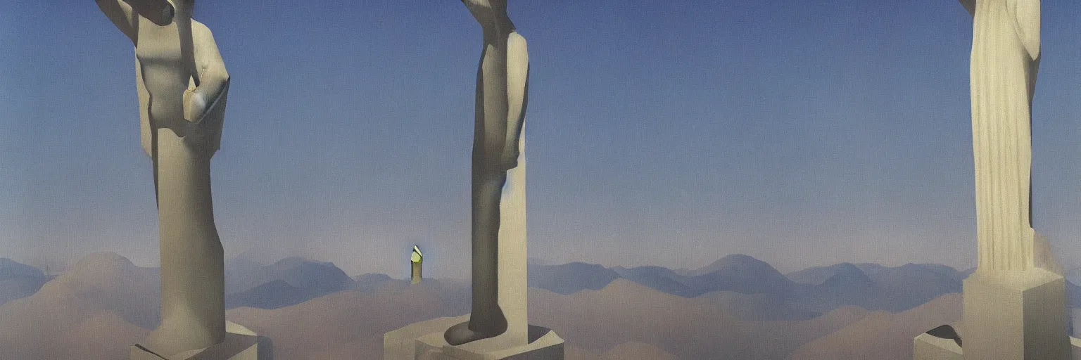 Image similar to cristo redentor rio painting magritte