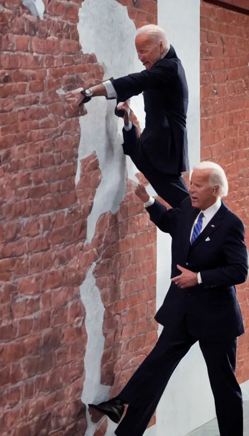 Image similar to joe biden punching wall, cinema still